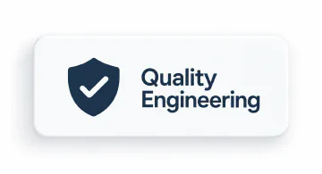 Karte mit Schild und Haken und der Beschriftung Quality Engineering